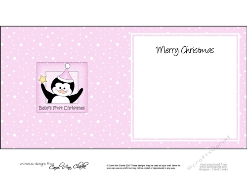 Cute Penguin has a Christmas Star Babys 1st Christmas square insert
