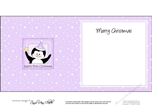 Cute Penguin has a Christmas Star Babys 1st Christmas square insert