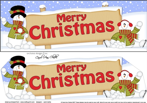 large DL MERRY CHRISTMAS with Snowman 3D decoupage