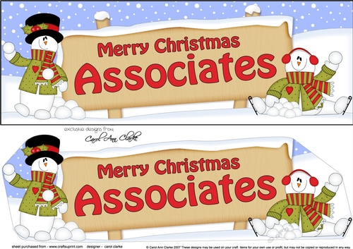 large DL Merry Christmas ASSOCIATES with Snowman 3D decoupage