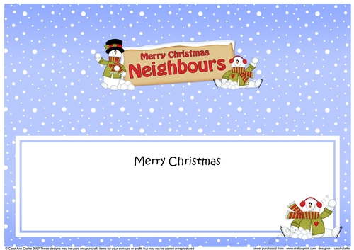 large DL Merry Christmas NEIGHBOURS with Snowman insert
