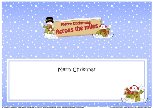 large DL Merry Christmas ACROSS THE MILES with Snowman insert