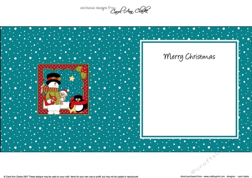 Christmas Snowman Rio & Pip Penguin insert square landscape
