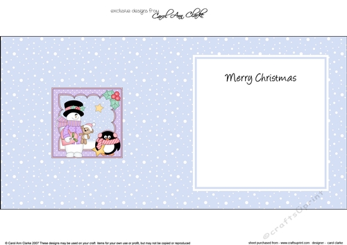 Christmas Snowman Rio & Pip Penguin insert square landscape