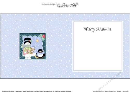 Christmas Snowman Rio & Pip Penguin insert square landscape