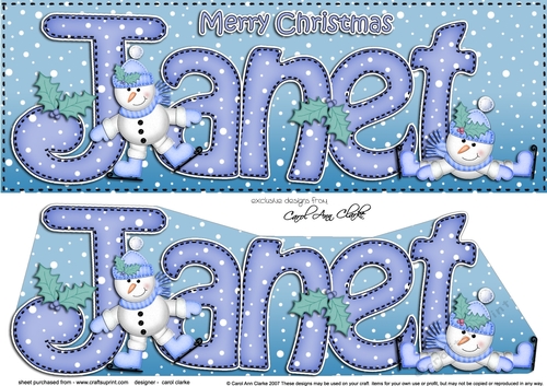 Large DL Merry Christmas JANET 3D decoupage 