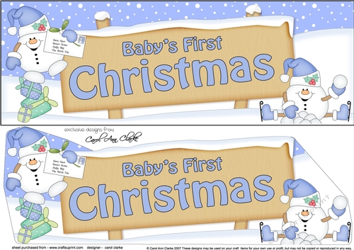 large DL BABYS FIRST CHRISTMAS Snowball Sam 3D decoupage