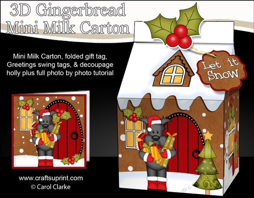 3D Christmas Milk Carton Gingerbread House Treat Box Mini Kit -  Hamish Scottie Dog has lots of Presents