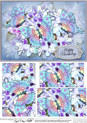 A5 Happy Birthday Flowers & Butterfly Pyramage Topper