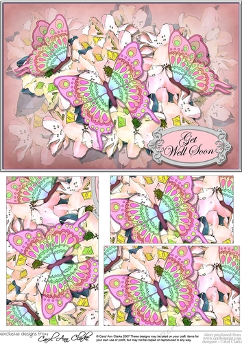A5 Get Well Soon Flowers & Butterfly Pyramage Topper