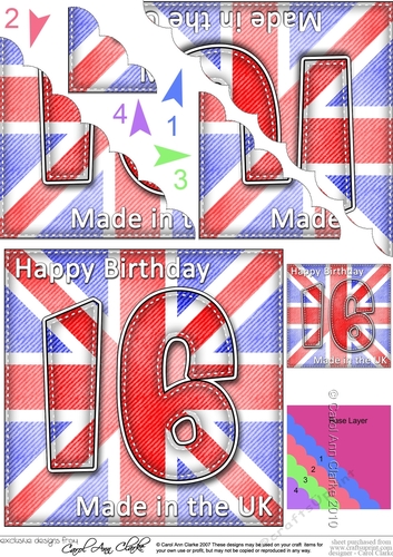 Flying the Flag UK 16th Birthday Scalloped Corner Stacker