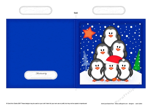 Cute Christmas Penguin Tree Felties Cut and Fold Card  