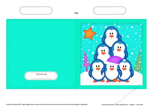 Cute Christmas Penguin Tree Felties Cut and Fold Card  