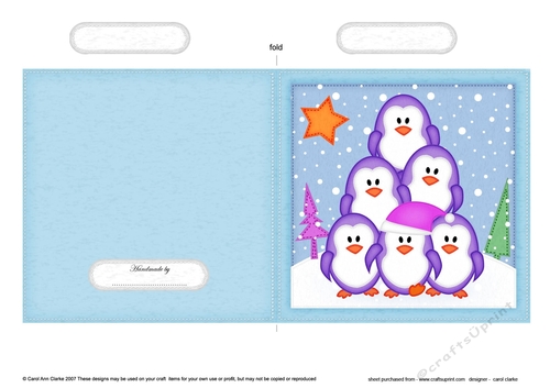 Cute Christmas Penguin Tree Felties Cut and Fold Card  