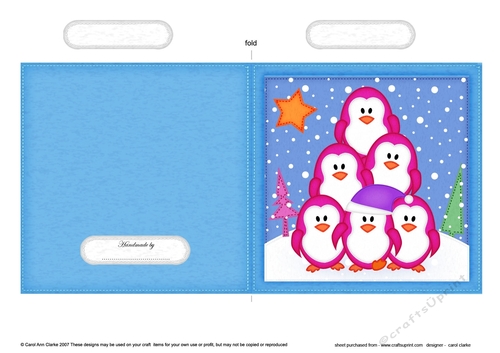 Cute Christmas Penguin Tree Felties Cut and Fold Card  