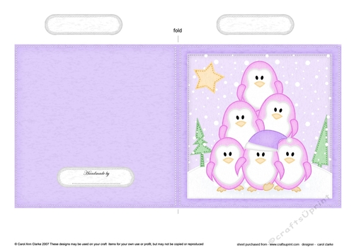 Cute Christmas Penguin Tree Felties Cut and Fold Card  