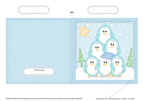 Cute Christmas Penguin Tree Felties Cut and Fold Card  