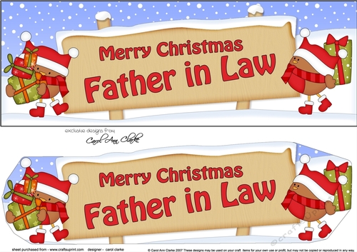 large DL Merry Christmas FATHER IN LAW with Robins 3D decoupage