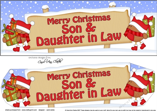 large DL Merry Christmas SON & DAUGHTER IN LAW with Robins 3D decoupage