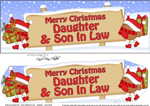 large DL Merry Christmas DAUGHTER & SON IN LAW with Robins 3D decoupage