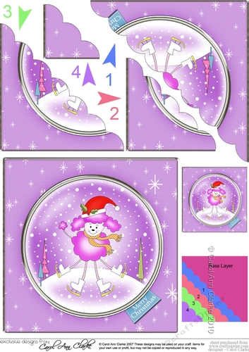 Cute Christmas Bon Bon the Poodle goes Skating Scallop Corner Topper