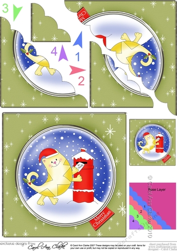 Cute Christmas Cat posts his letter to Santa Scallop Corner Topper