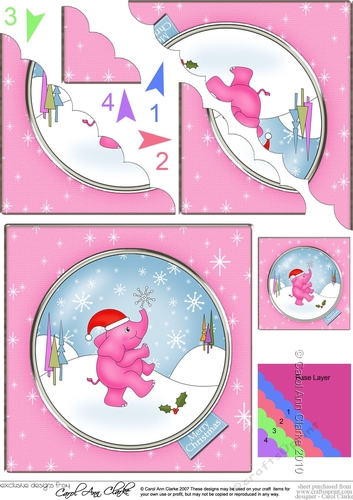 Cute Christmas Elephant has caught a Snowflake Scallop Corner Side Stacker Topper