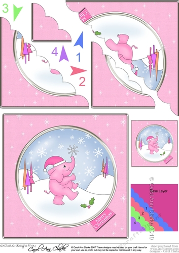 Cute Christmas Elephant has caught a Snowflake Scallop Corner Side Stacker Topper