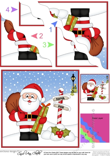 Christmas Santa at the North Pole Wavy Corner side stacker Topper