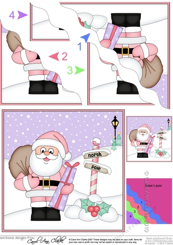Christmas Santa at the North Pole Wavy Corner side stacker Topper