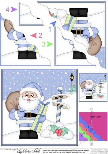 Christmas Santa at the North Pole Wavy Corner side stacker Topper