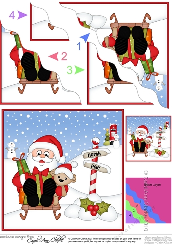 Christmas Santa at the North Pole Wavy Corner side stacker Topper