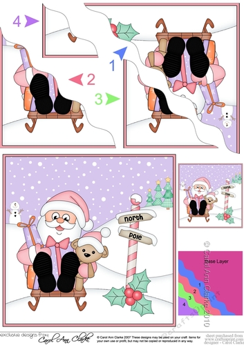 Christmas Santa at the North Pole Wavy Corner side stacker Topper