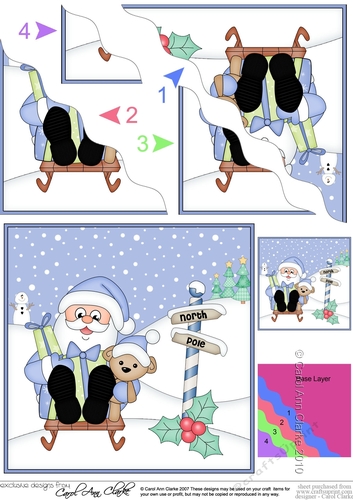 Christmas Santa at the North Pole Wavy Corner side stacker Topper
