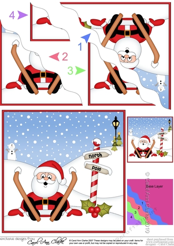 Christmas Santa at the North Pole Wavy Corner side stacker Topper