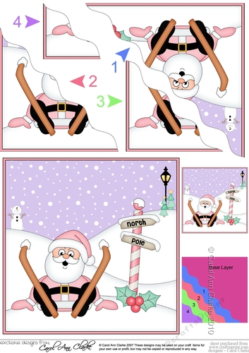 Christmas Santa at the North Pole Wavy Corner side stacker Topper