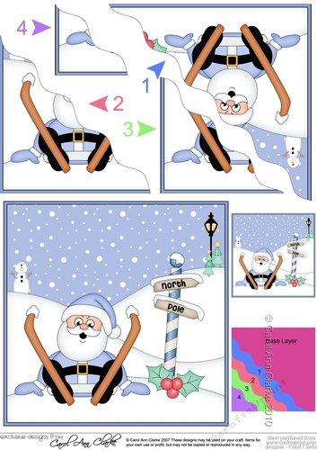 Christmas Santa at the North Pole Wavy Corner side stacker Topper