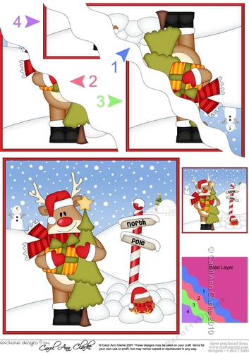 Christmas Rudolph at the North Pole Wavy Corner side stacker Topper