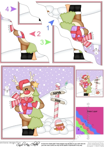 Christmas Rudolph at the North Pole Wavy Corner side stacker Topper