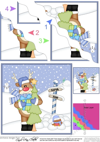 Christmas Rudolph at the North Pole Wavy Corner side stacker Topper