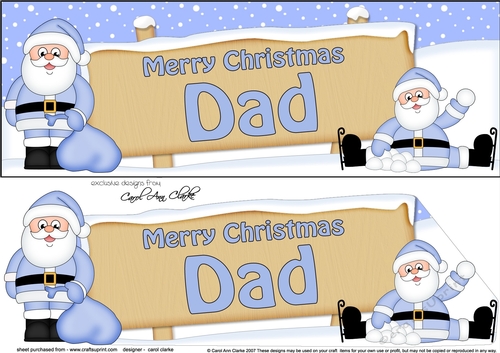 large DL Merry Christmas DAD with Santa 3D decoupage