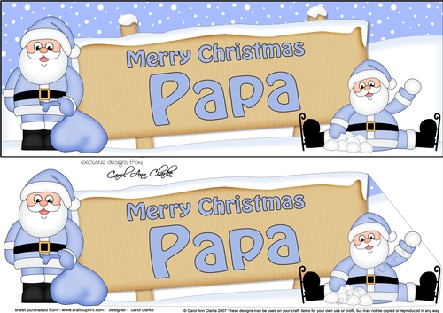 large DL Merry Christmas PAPA with Santa 3D decoupage