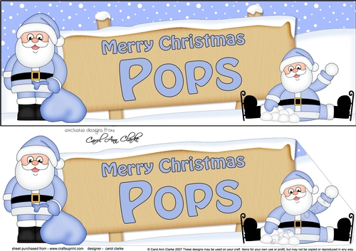 large DL Merry Christmas POPS with Santa 3D decoupage
