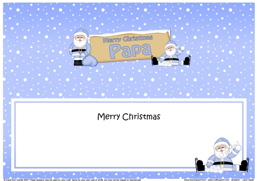 large DL Merry Christmas PAPA with Santa insert
