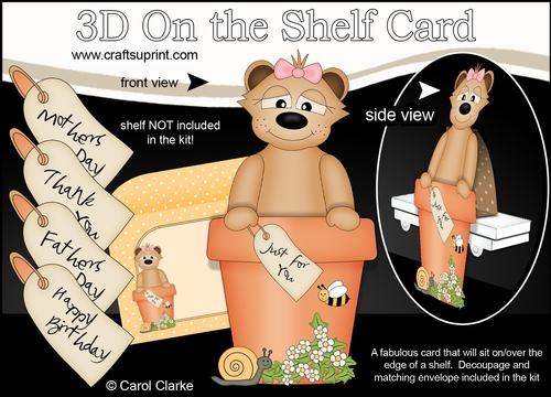 3D On the Shelf Card Kit - Flower Pot Friends Little Meerkat Olga