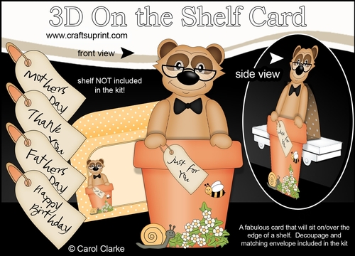 3D On the Shelf Card Kit - Flower Pot Friends Little Meerkat Boris