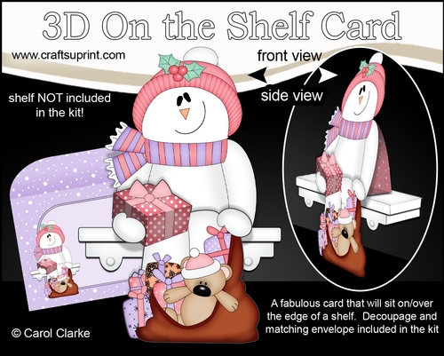 3D Christmas On the Shelf Card Kit - Christmas Snowman Rio is helping Santa deliver the Presents