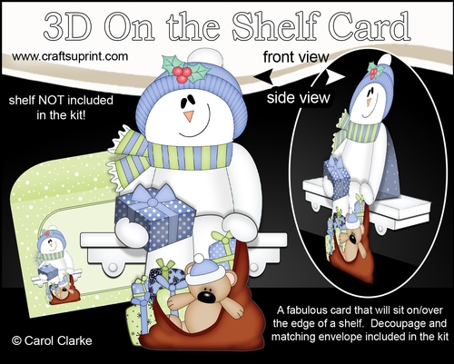 3D Christmas On the Shelf Card Kit - Christmas Snowman Rio is helping Santa deliver the Presents