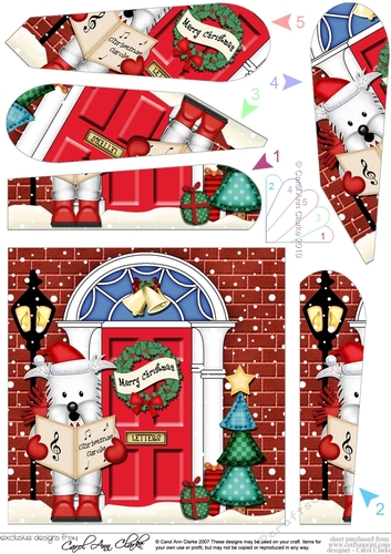 Jock Westie Dog is at the Christmas Door Fan Pyramage Topper