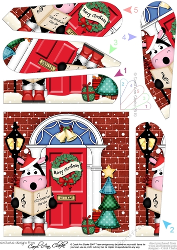 Milly Moo Cow is at the Christmas Door Fan Pyramage Topper
